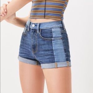 PacSun The Shortie Patchwork Denim Shorts Size 26